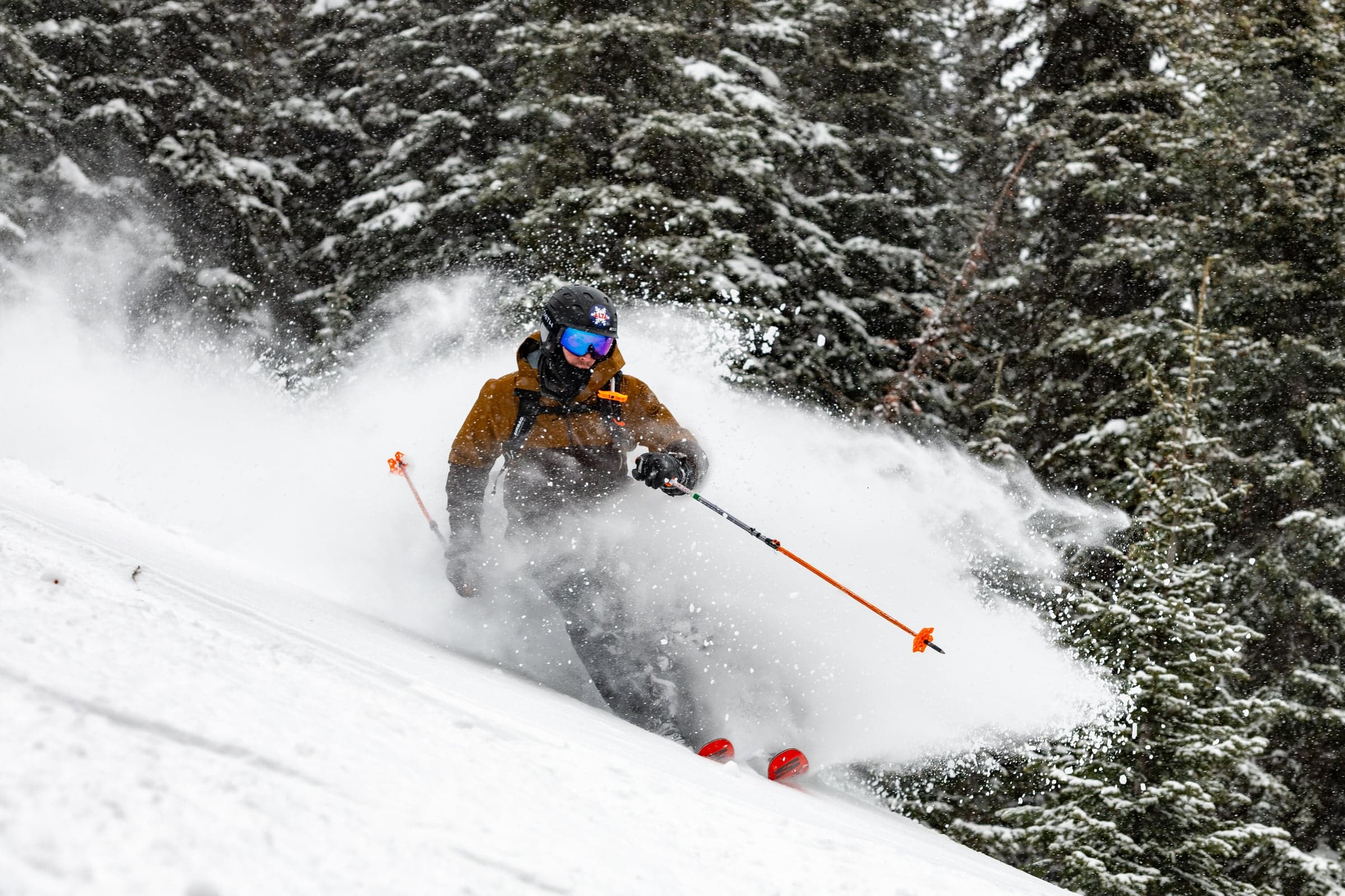Skier in deep powder