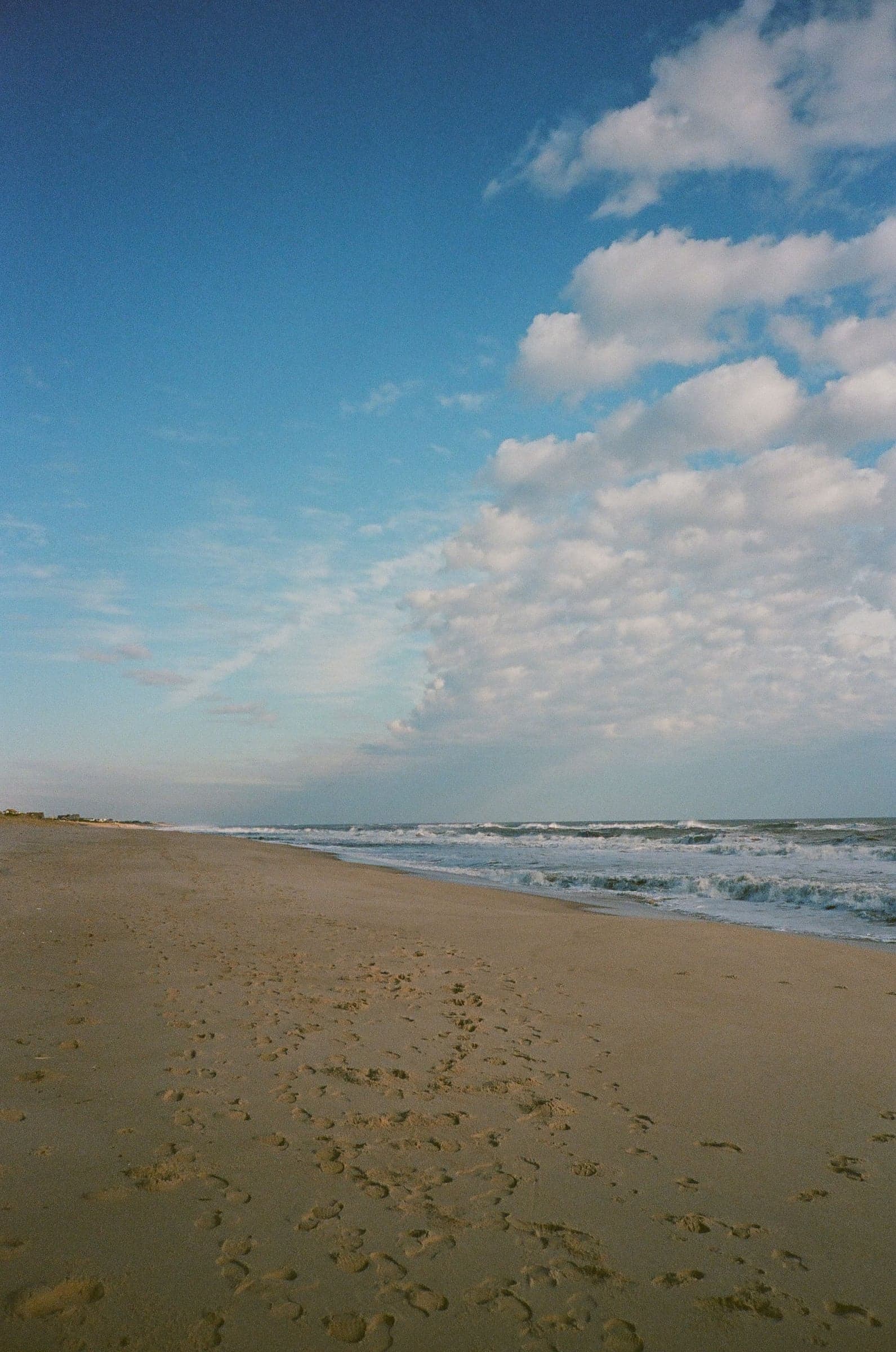 Footprints on an empty beach